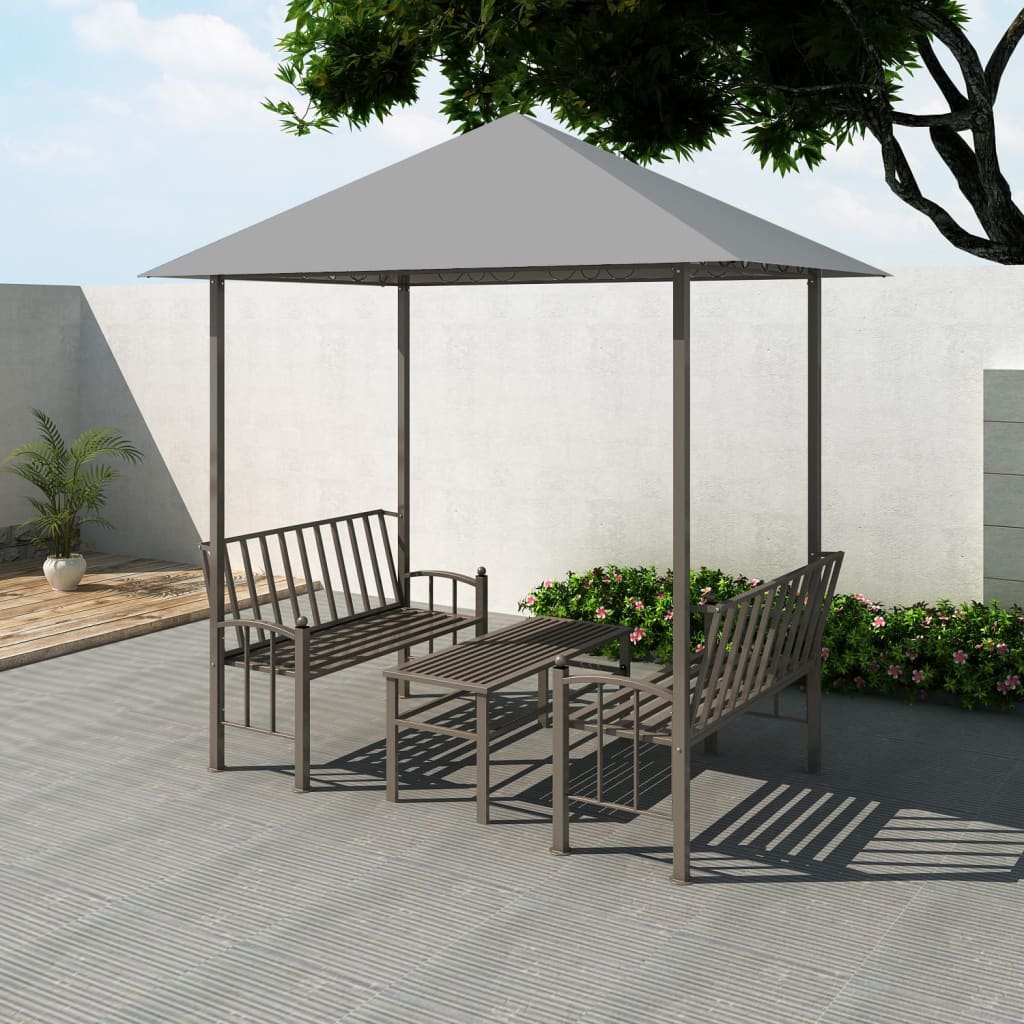 vidaXL Garden Pavilion with Table and Benches 8.2'x4.9'x7.8' Anthracite