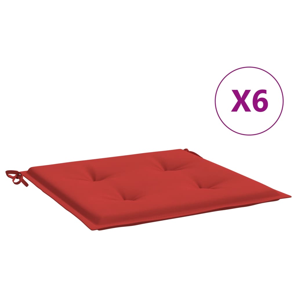 vidaXL Garden Chair Cushions 6 pcs Red 19.7"x19.7"x1.2" Oxford Fabric
