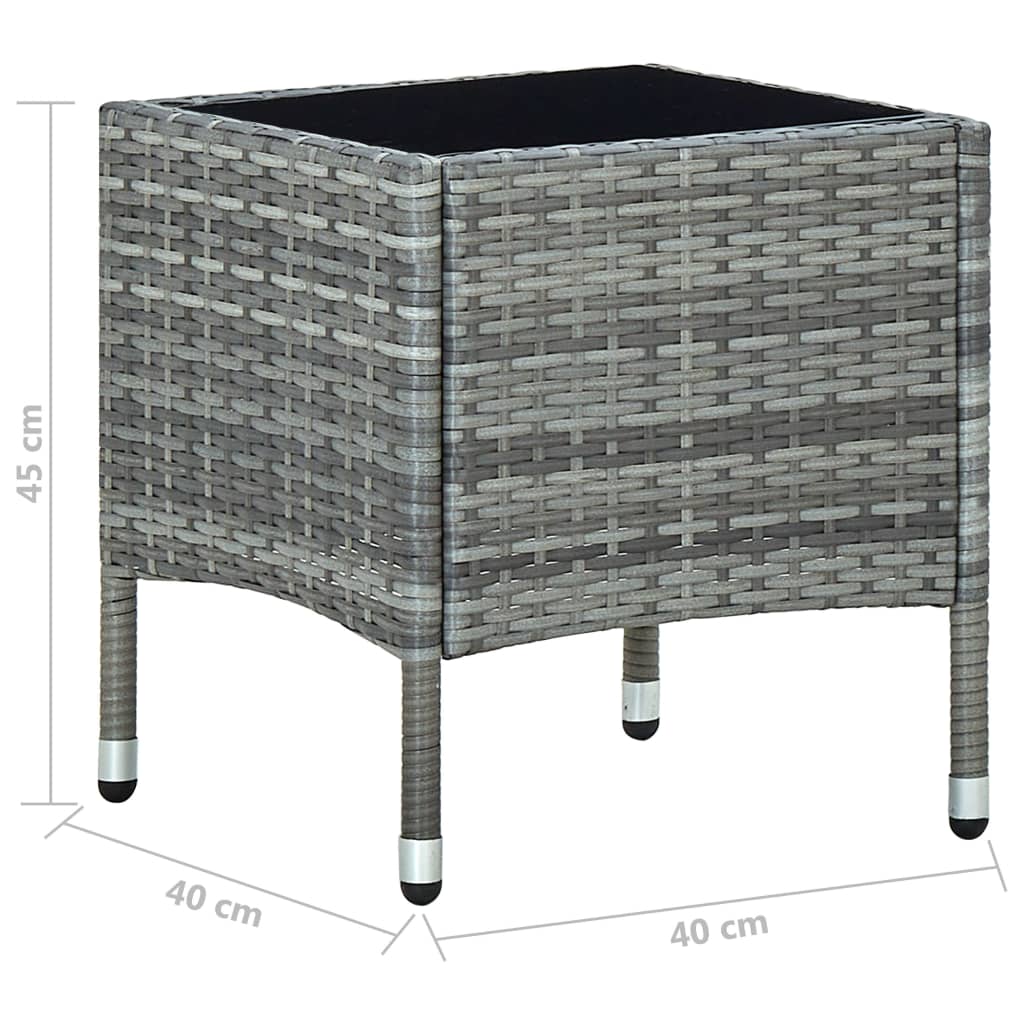 vidaXL Patio Table Gray 15.7"x15.7"x17.7" Poly Rattan
