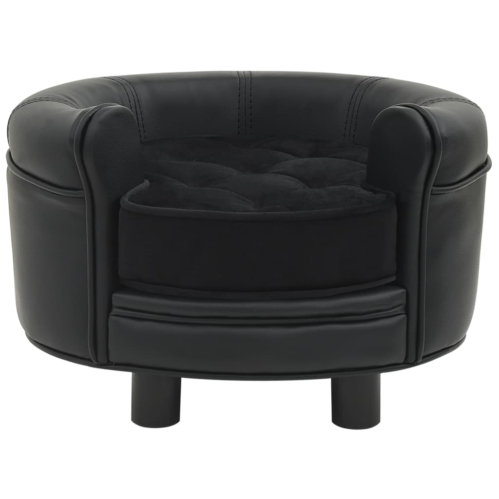 vidaXL Dog Sofa Black 18.9"x18.9"x12.6" Plush and Faux Leather