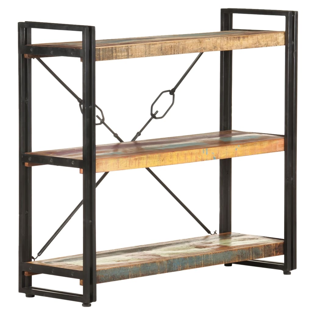 vidaXL 3-Tier Bookcase 35.4"x11.8"x31.5" Solid Reclaimed Wood