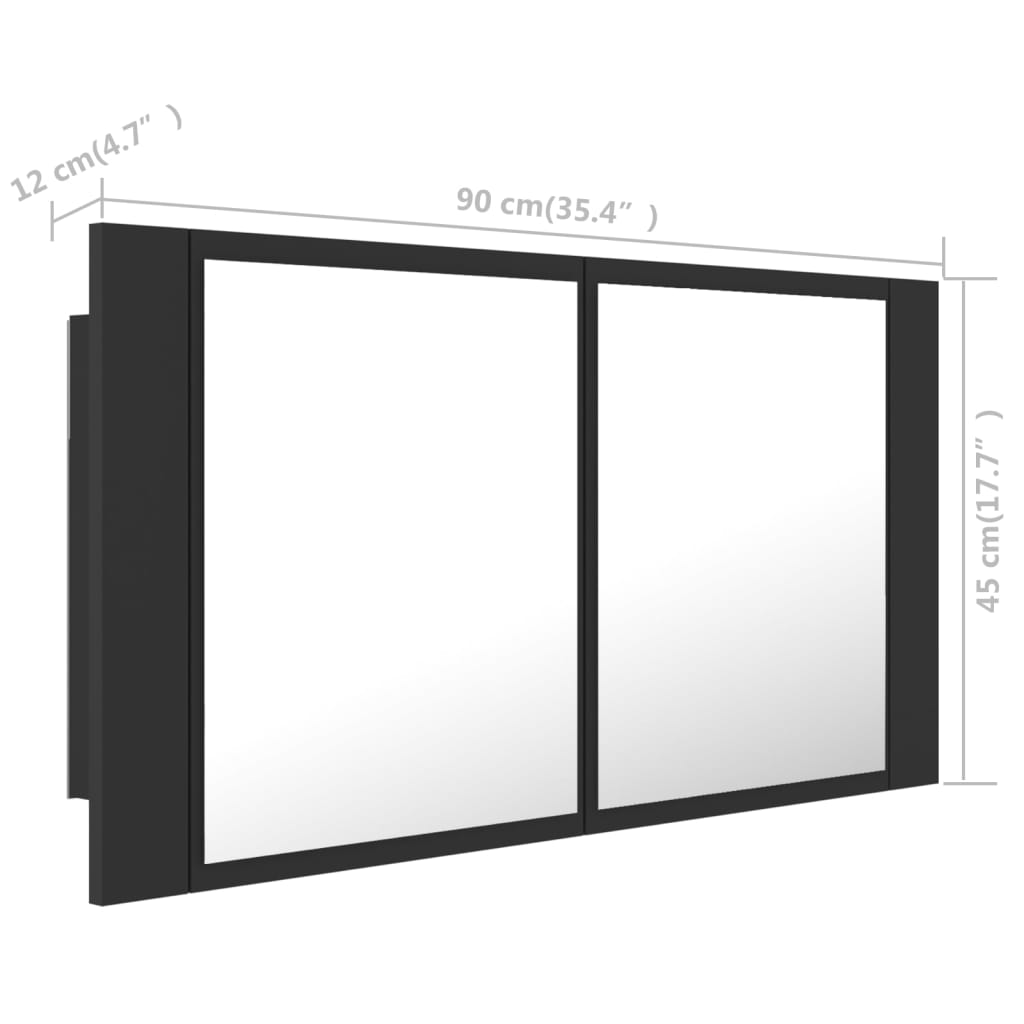 vidaXL LED Bathroom Mirror Cabinet Gray 35.4"x4.7"x17.7" Acrylic