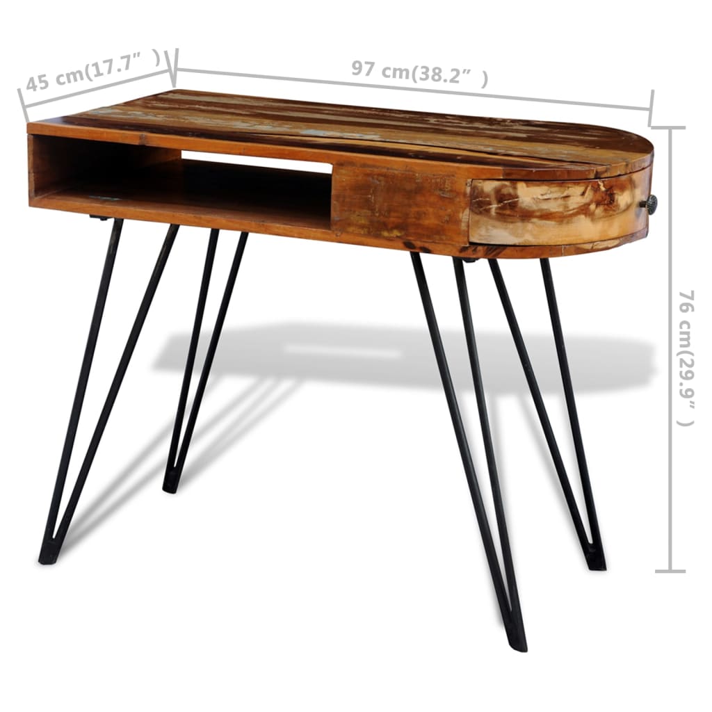 vidaXL Desk Reclaimed Solid Wood with Iron Legs