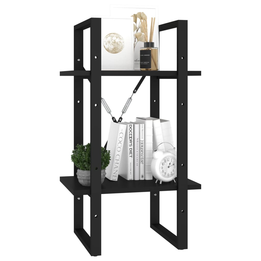 vidaXL 2-Tier Book Cabinet Black 15.7"x11.8"x27.6" Engineered Wood