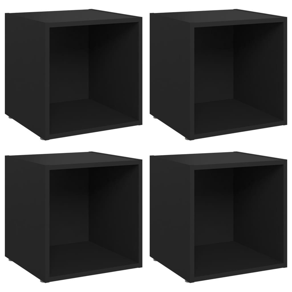 vidaXL TV Cabinets 4 pcs Black 14.6"x13.8"x14.6" Engineered Wood