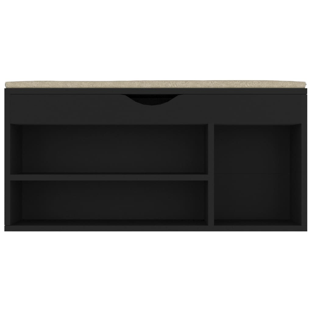 vidaXL Shoe Bench with Cushion Black 40.9"x11.8"x19.3" Engineered Wood