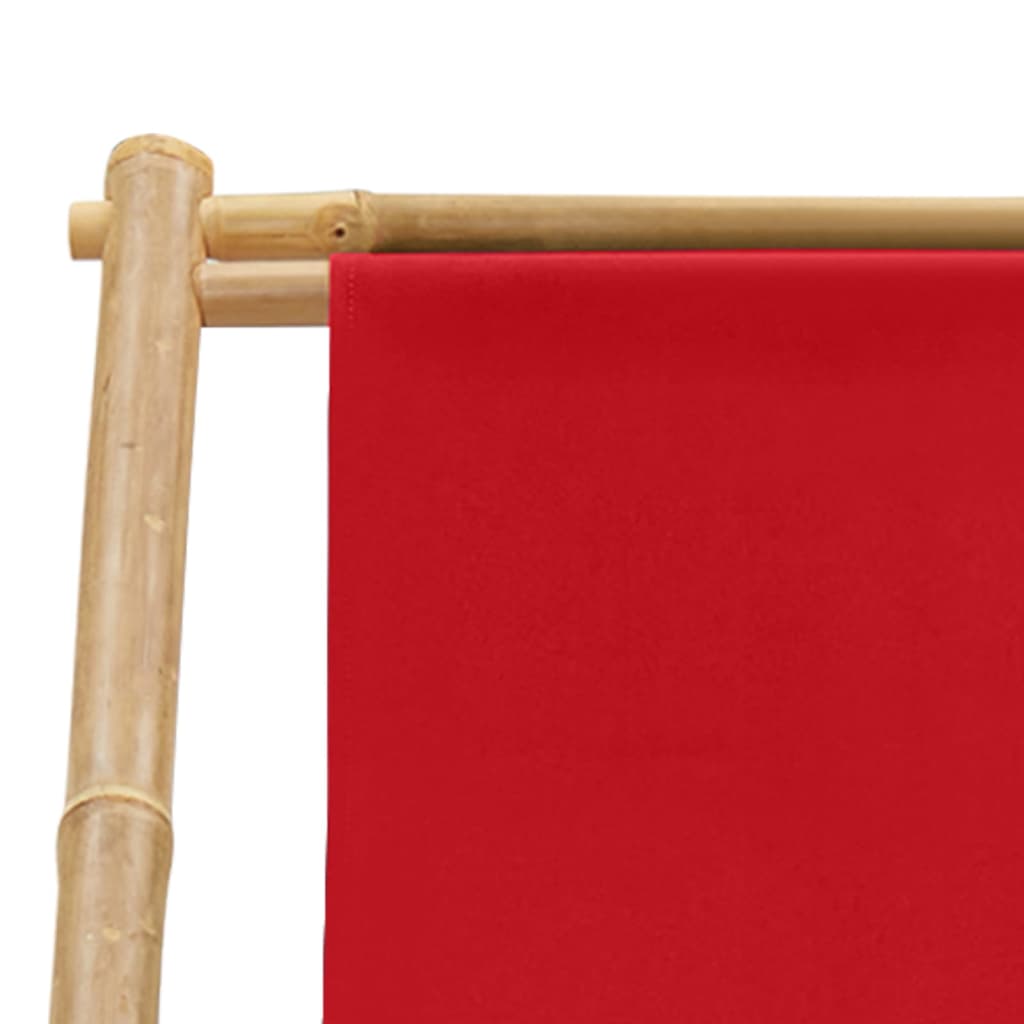 vidaXL Deck Chair Bamboo and Canvas Red