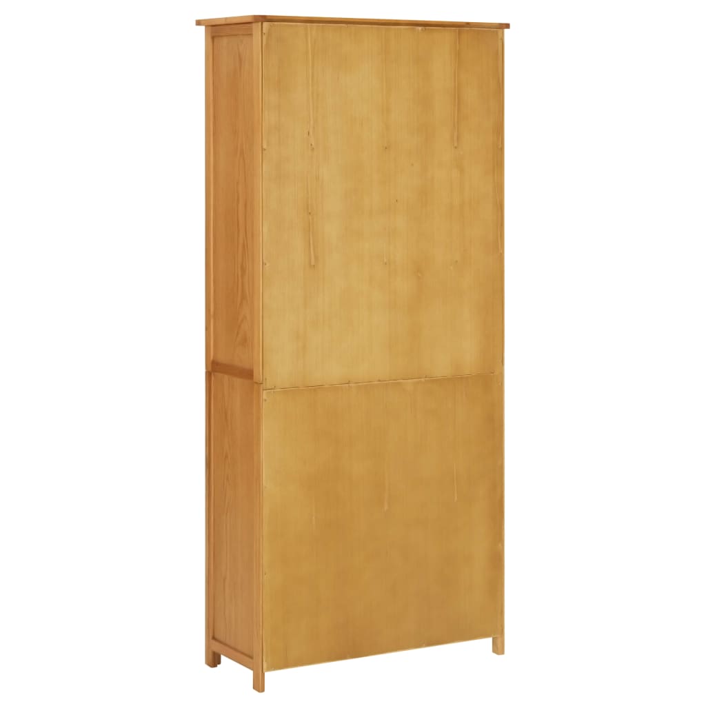 vidaXL Bookcase with 4 Doors 31.5"x13.8"x70.9" Solid Oak Wood and Glass