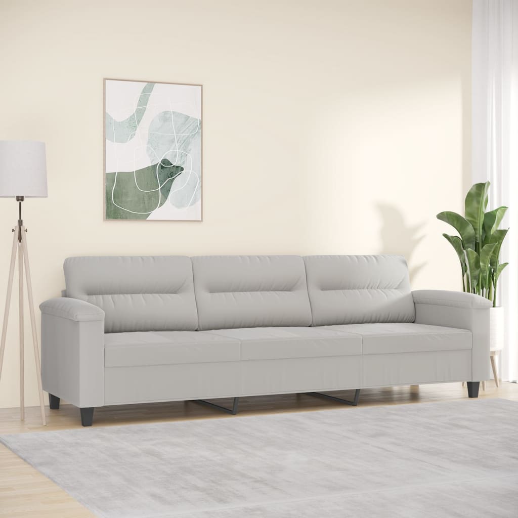 vidaXL 3-Seater Sofa Light Gray 82.7" Microfiber Fabric