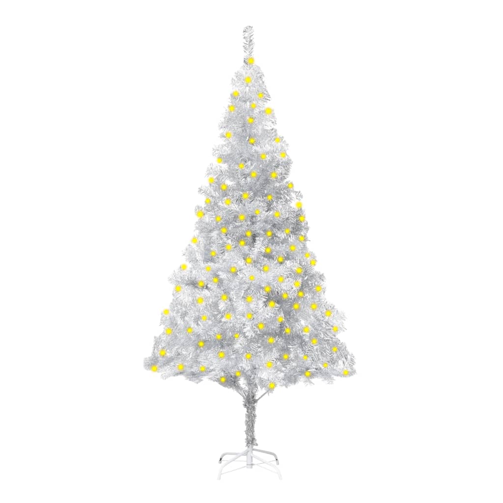 vidaXL Artificial Pre-lit Christmas Tree with Stand Silver 70.9" PET