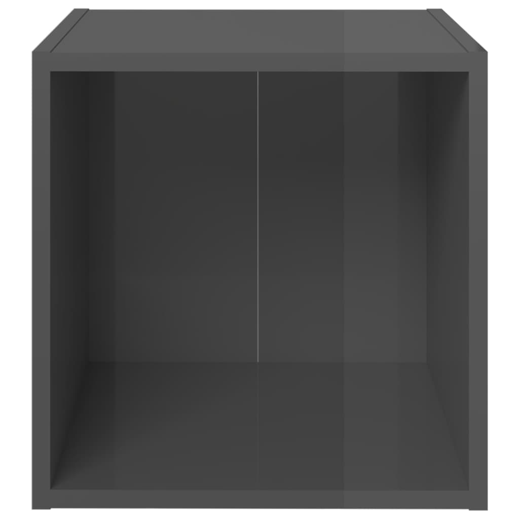 vidaXL TV Cabinet High Gloss Gray 14.6"x13.8"x14.6" Chipboard