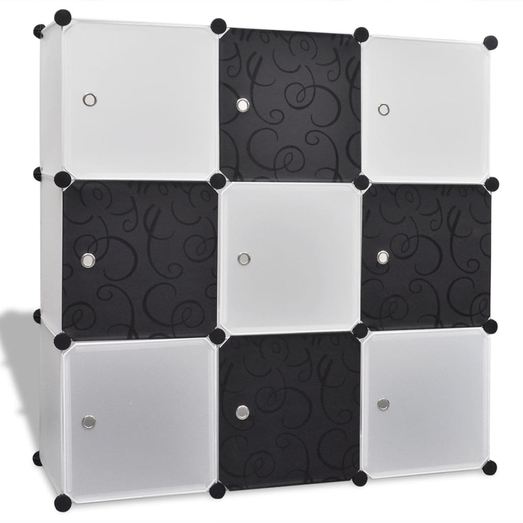 Black-white Storage Cube Organizer 9 Compartments 43.3"x14.6"x43.3"