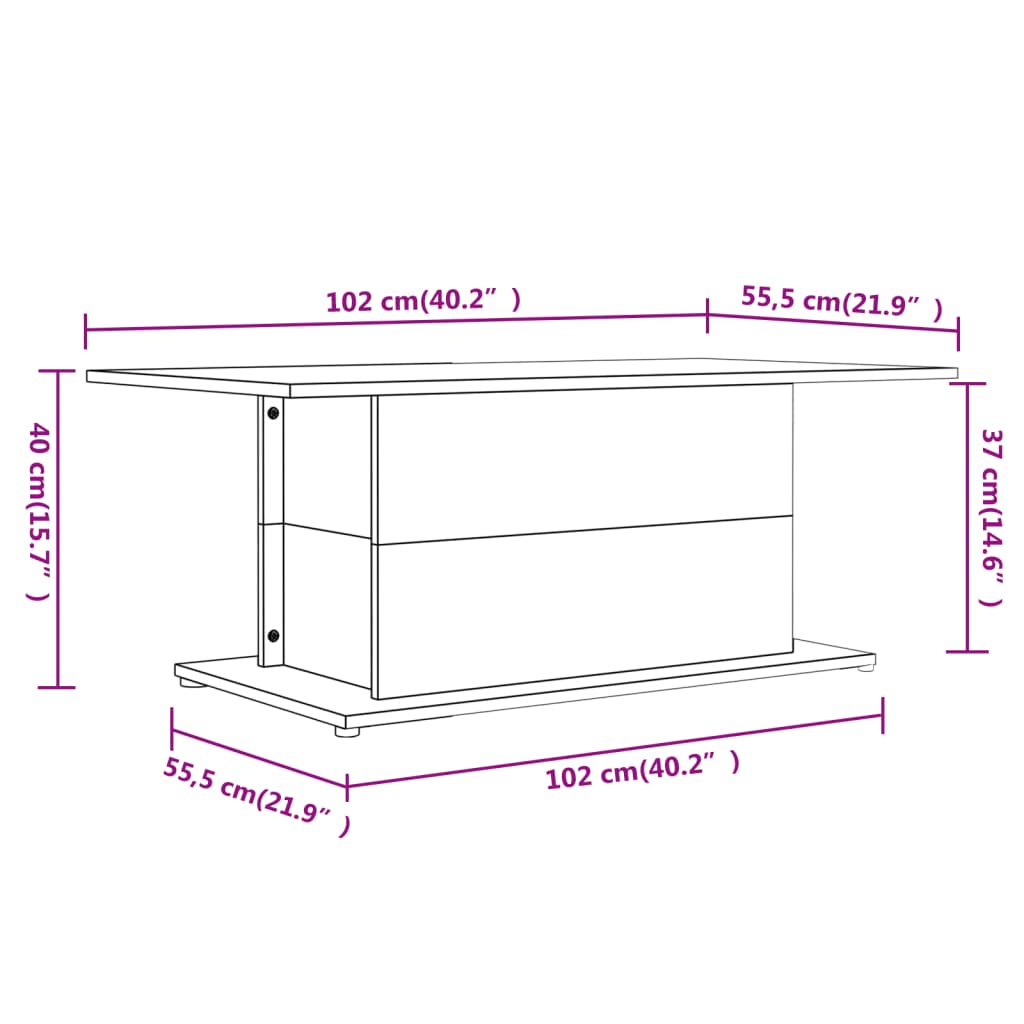 vidaXL Coffee Table Gray Sonoma 40.2"x21.9"x15.7" Engineered Wood