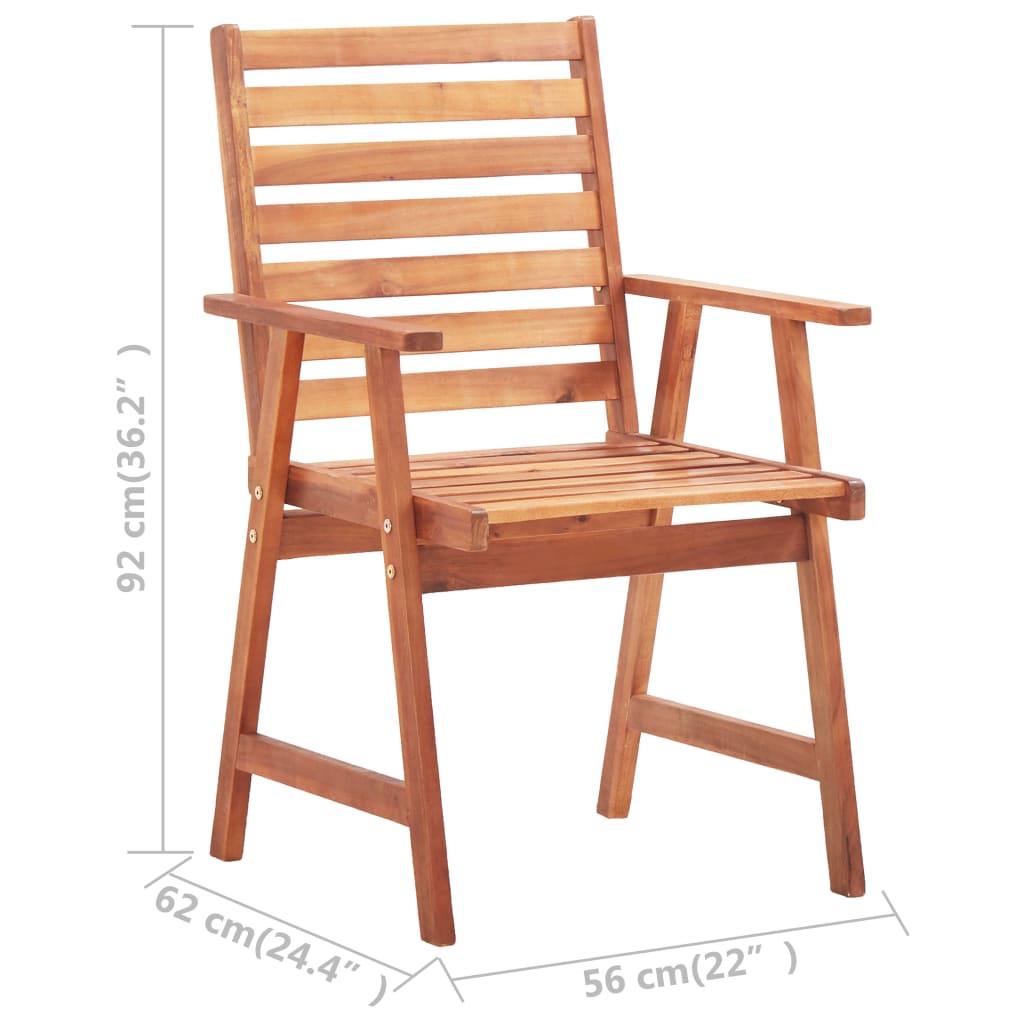 vidaXL Patio Dining Chairs 2 pcs with Cushions Solid Acacia Wood