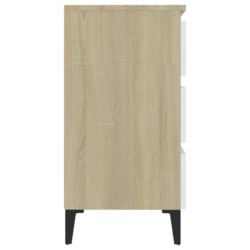 vidaXL Sideboard White and Sonoma Oak 23.6"x13.8"x27.2" Engineered Wood