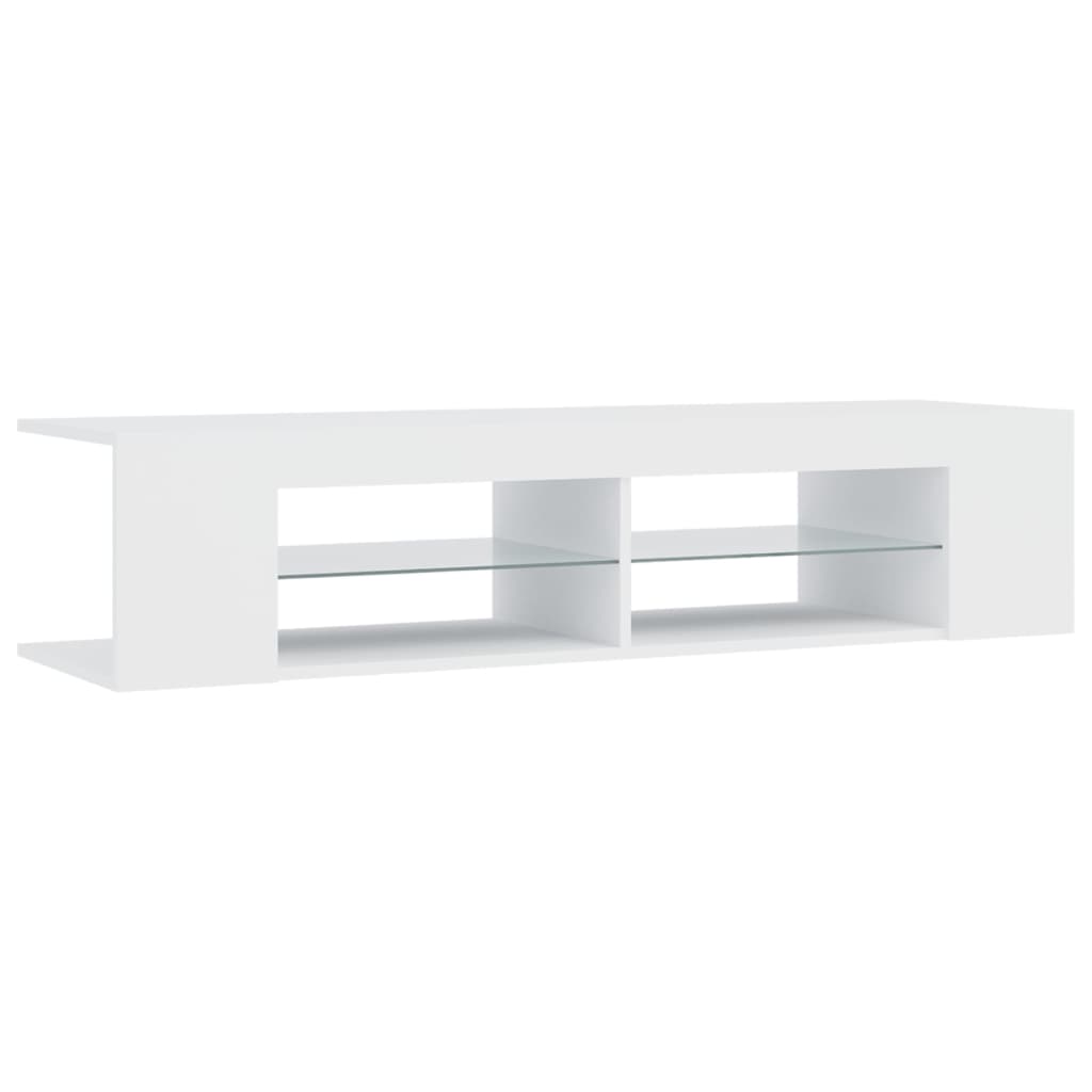 vidaXL TV Stand with LED Lights White 53.1"x15.4"x11.8"