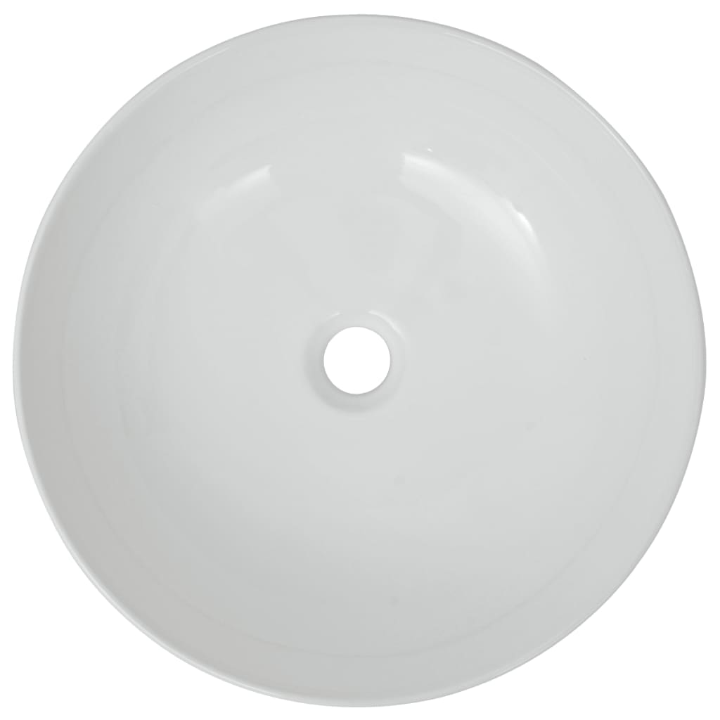 vidaXL Basin Round Ceramic White 16.3"x5.3"