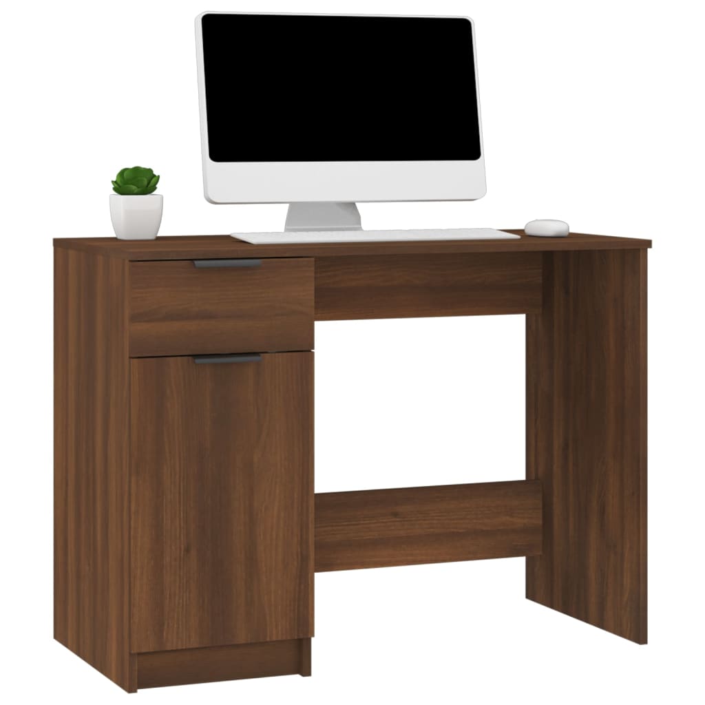 vidaXL Desk Brown Oak 39.4"x19.7"x29.5" Engineered Wood