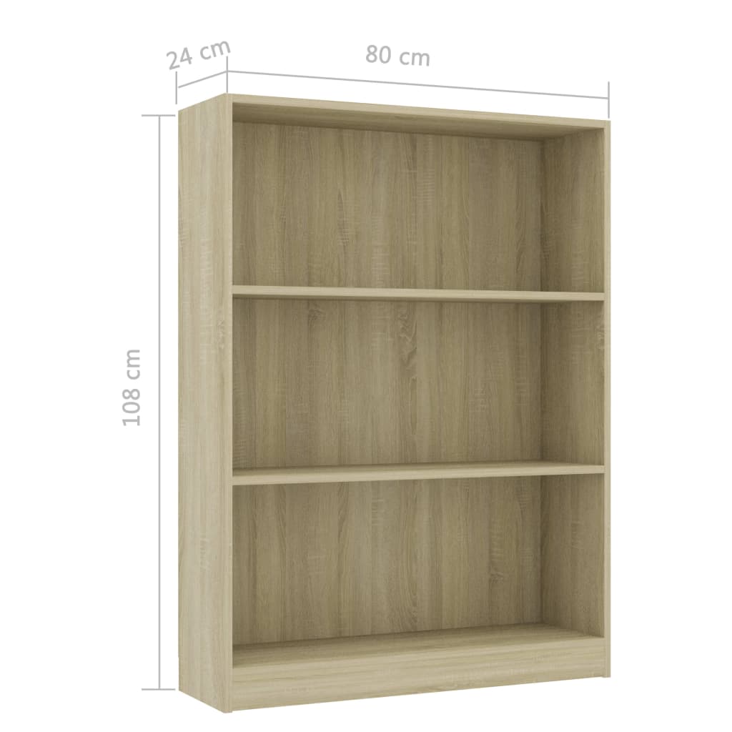 vidaXL Bookshelf Sonoma Oak 31.5"x9.4"x42.5" Engineered Wood