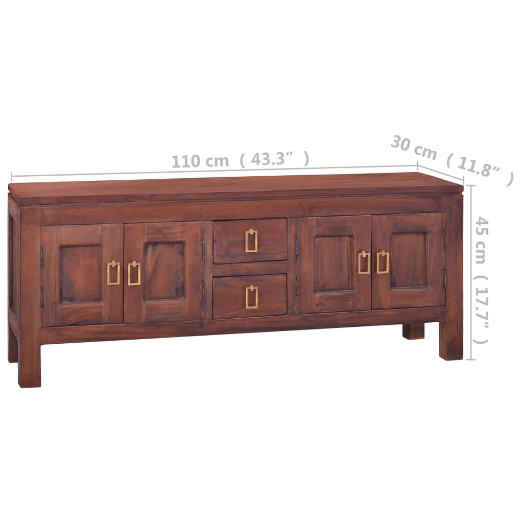 vidaXL TV Cabinet Classical Brown 43.3"x11.8"x17.7" Solid Mahogany Wood