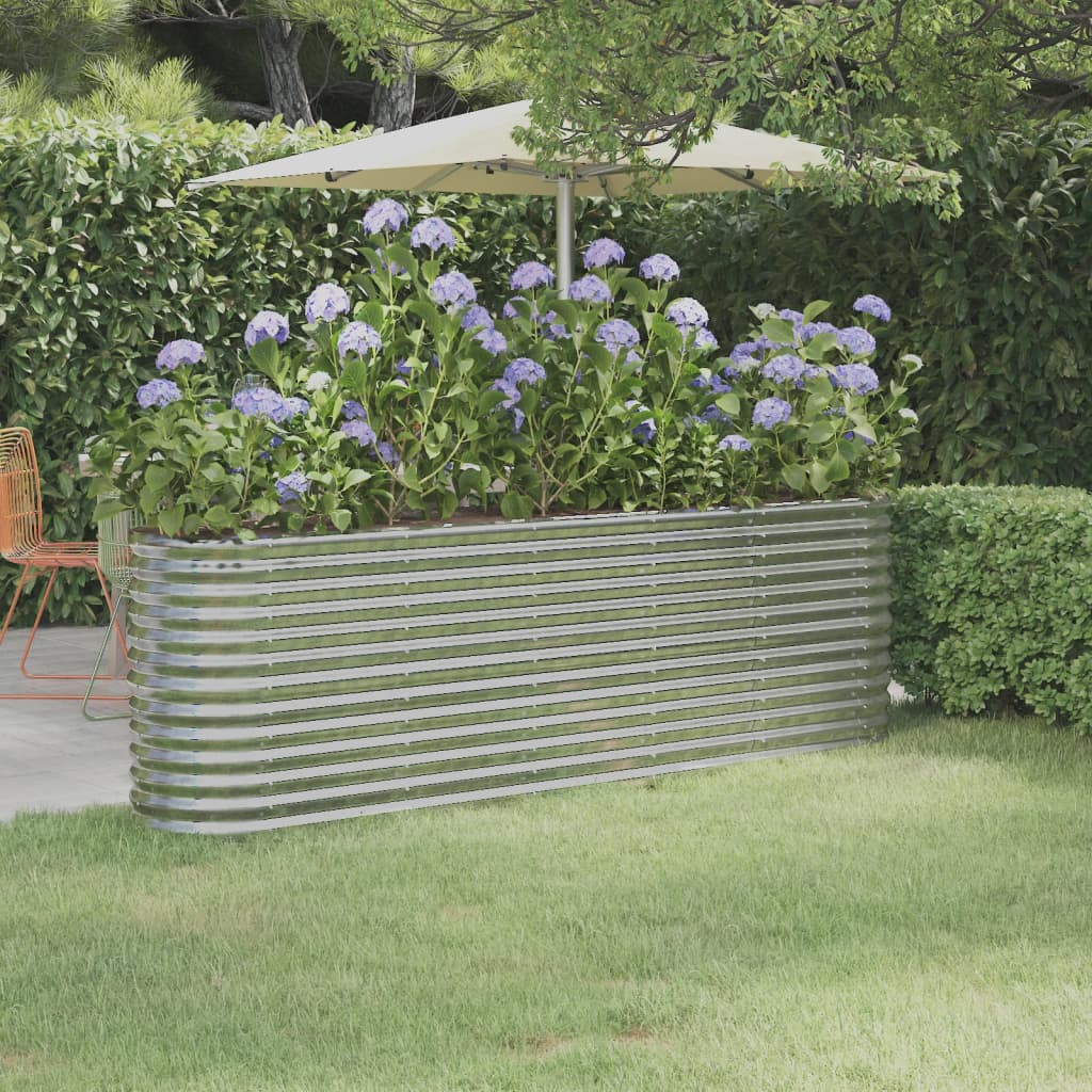 vidaXL Garden Raised Bed Powder-coated Steel 88.2"x15.7"x26.8" Silver