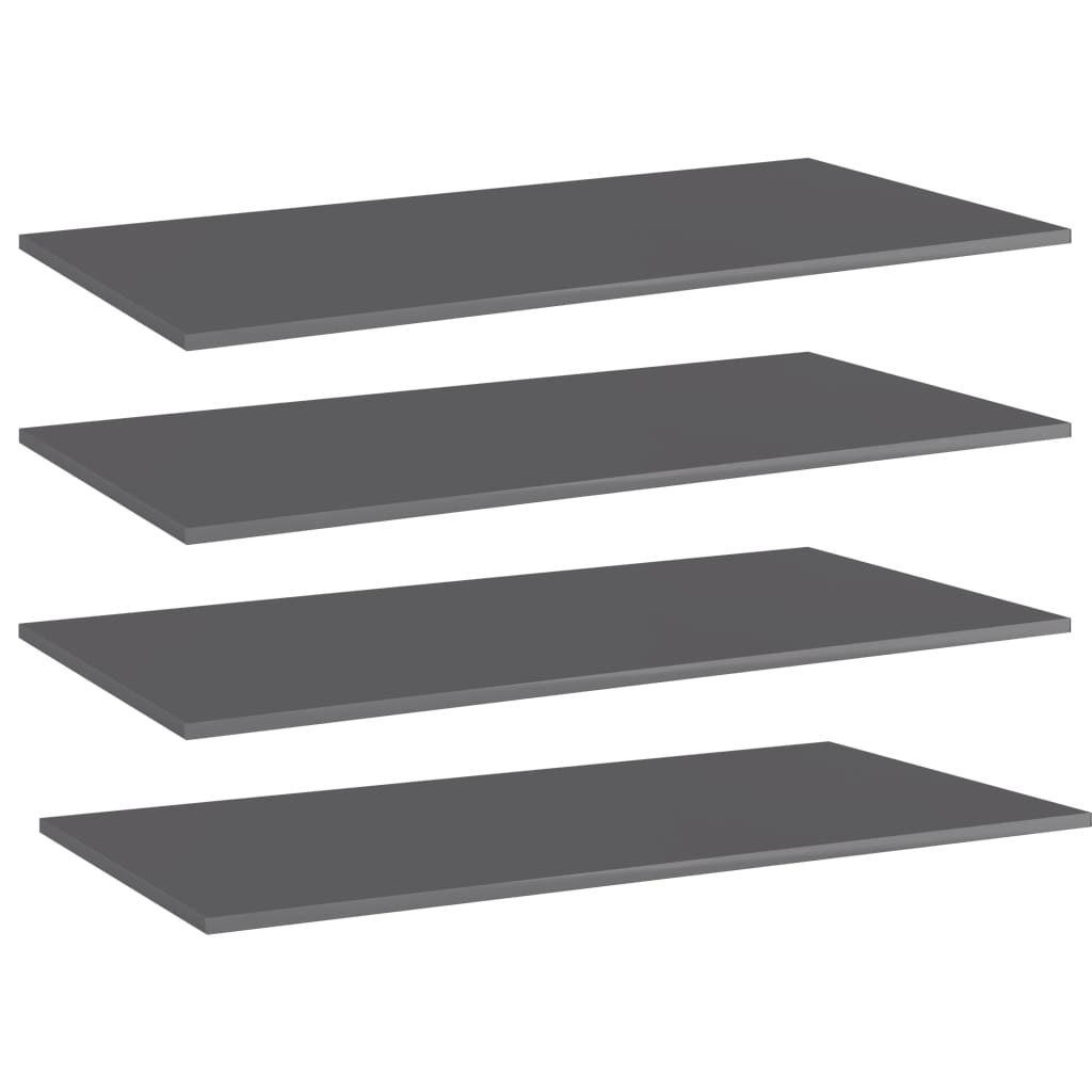 vidaXL Bookshelf Boards 4 pcs High Gloss Gray 39.4"x19.7"x0.6" Chipboard
