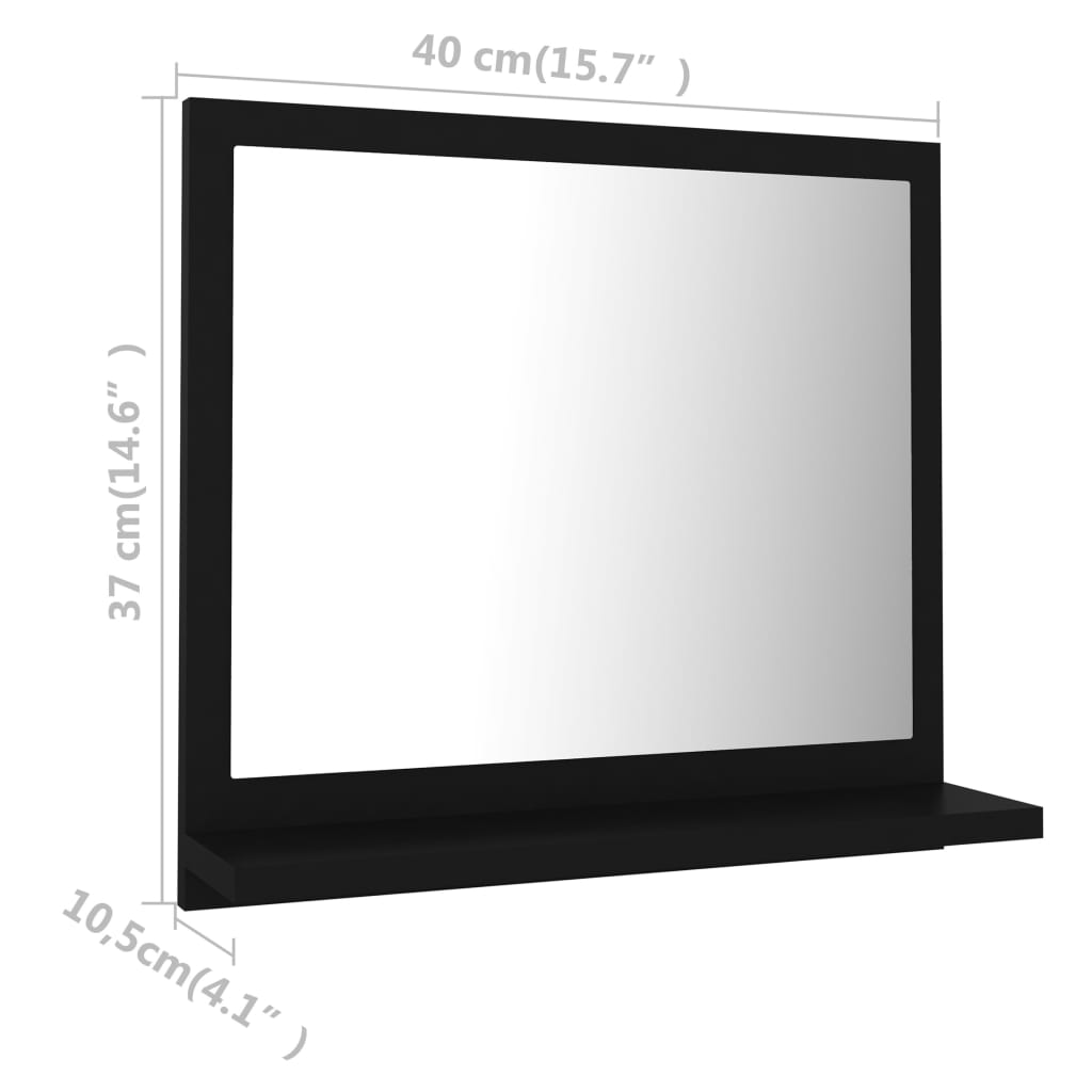 vidaXL Bathroom Mirror Black 15.7"x4.1"x14.6" Engineered Wood