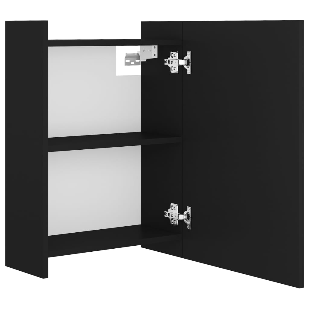 vidaXL Bathroom Mirror Cabinet Black 24.6"x8.1"x25.2" Engineered Wood