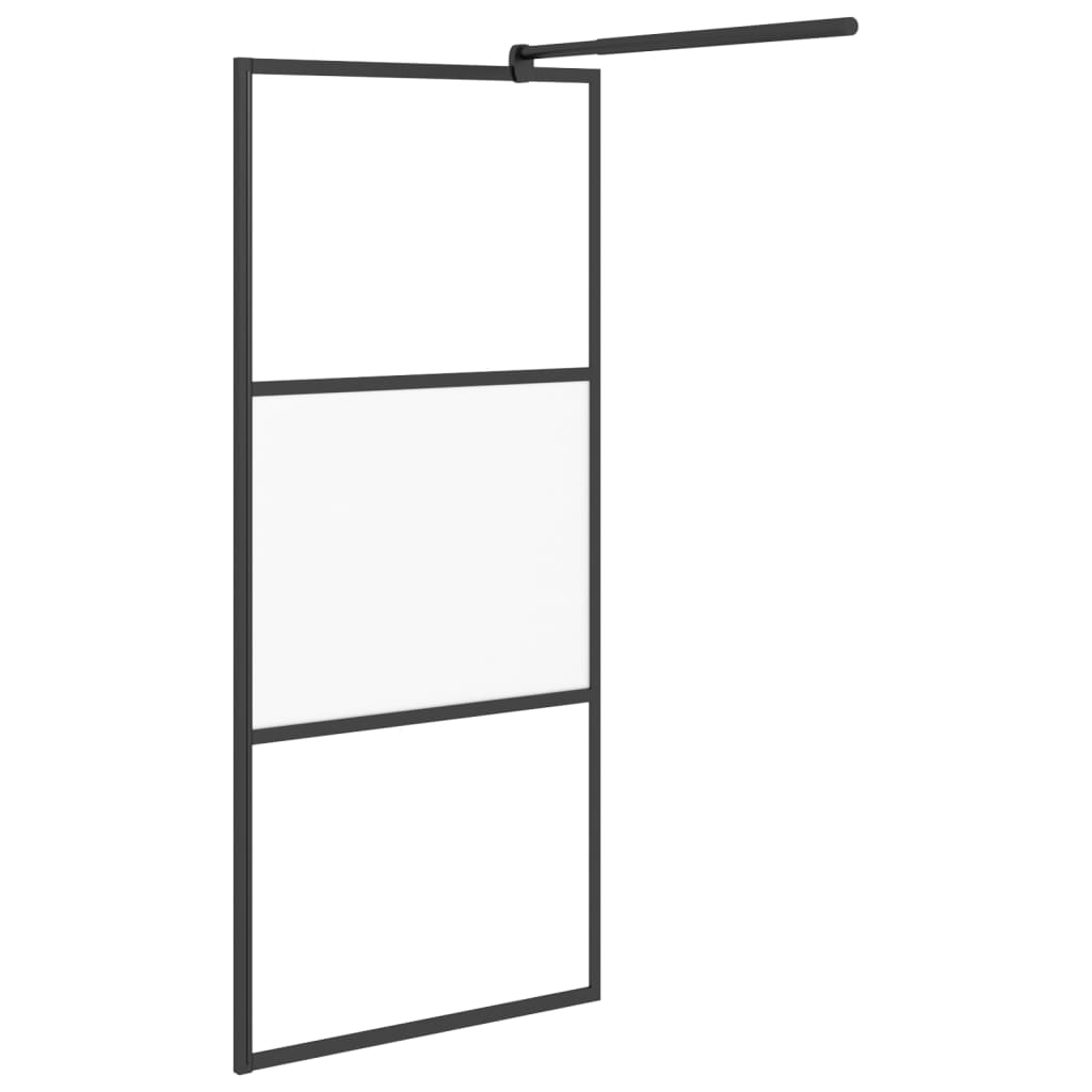 vidaXL Walk-in Shower Wall 31.5"x76.8" Half Frosted ESG Glass Black