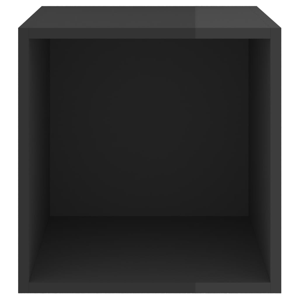 vidaXL Wall Cabinets 2 pcs High Gloss Black 14.6"x14.6"x14.6" Chipboard
