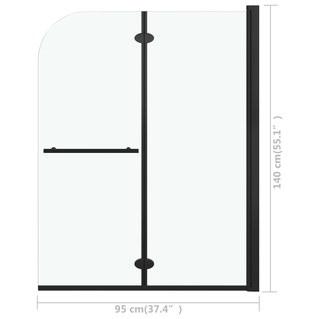vidaXL Folding Shower Enclosure 2 Panels ESG 37.4"x55.1" Black