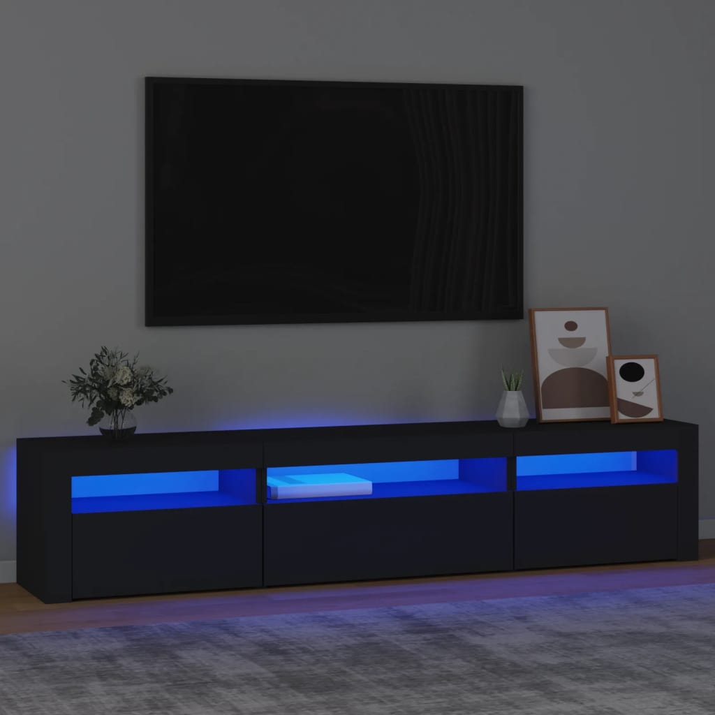 vidaXL TV Stand with LED Lights Black 76.8"x13.8"x15.7"