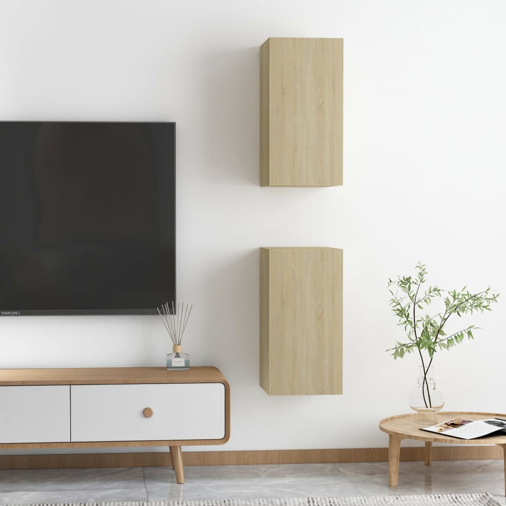 vidaXL TV Cabinets 2 pcs Sonoma Oak 12"x11.8"x23.6" Engineered Wood