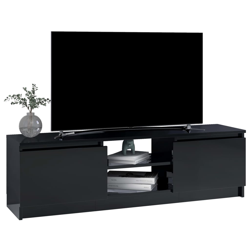 vidaXL TV Stand High Gloss Black 47.2"x11.8"x14" Engineered Wood