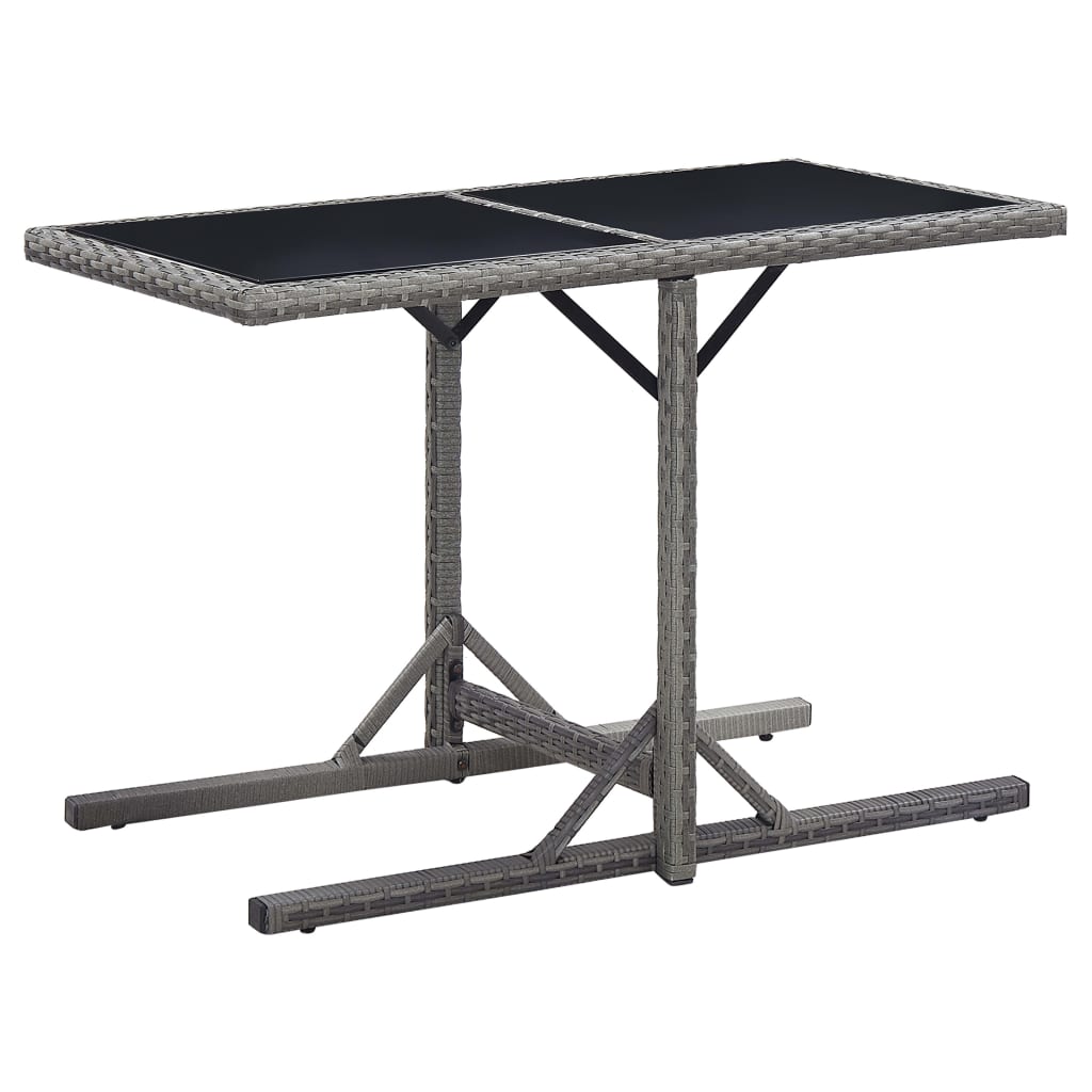 vidaXL Patio Table Anthracite 43.3"x20.9"x28.3" Glass and Poly Rattan