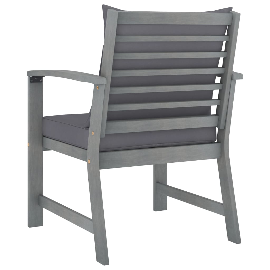 vidaXL Patio Chairs 2 pcs with Dark Gray Cushions Solid Acacia Wood