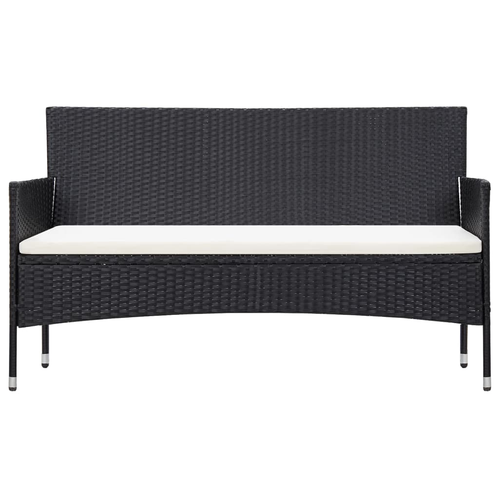 vidaXL 2 Piece Patio Lounge Set with Cushion Poly Rattan Black