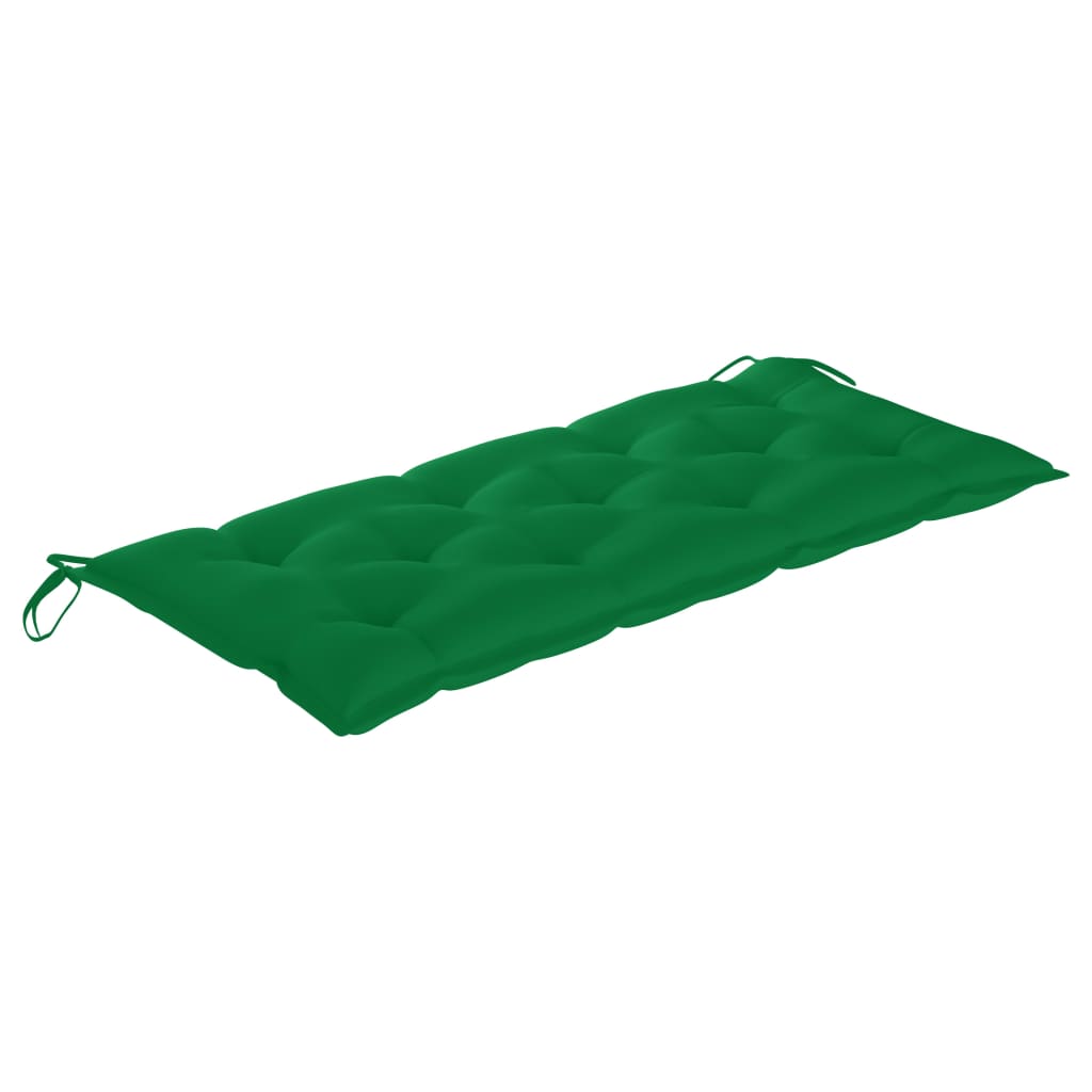 vidaXL Swing Bench with Green Cushion 47.2" Solid Teak Wood