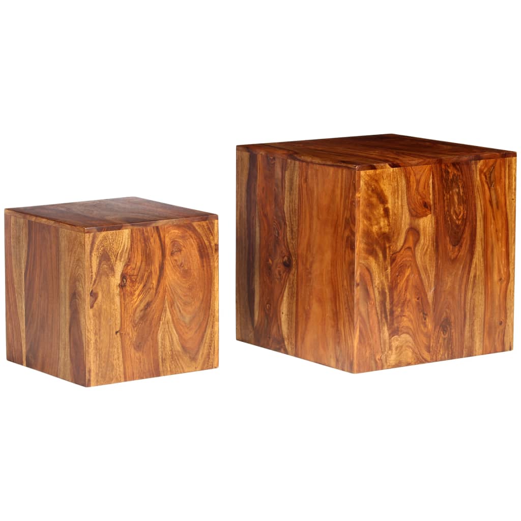 vidaXL Coffee Table Set 2 Pieces Solid Sheesham Wood 15.7"x15.7"x15.7"