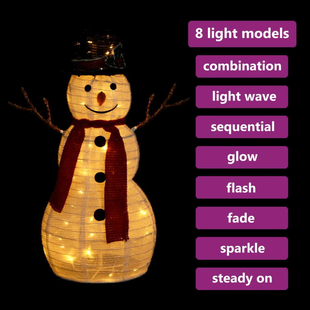vidaXL Decorative Christmas Snowman Figure with LED Luxury Fabric 23.6"