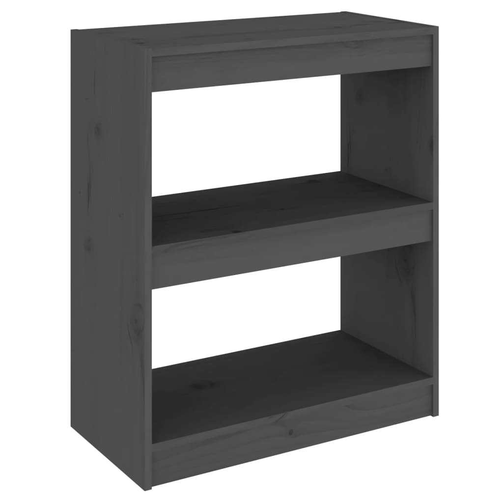 vidaXL Book Cabinet/Room Divider Gray 23.6"x11.8"x28.1" Solid Wood Pine