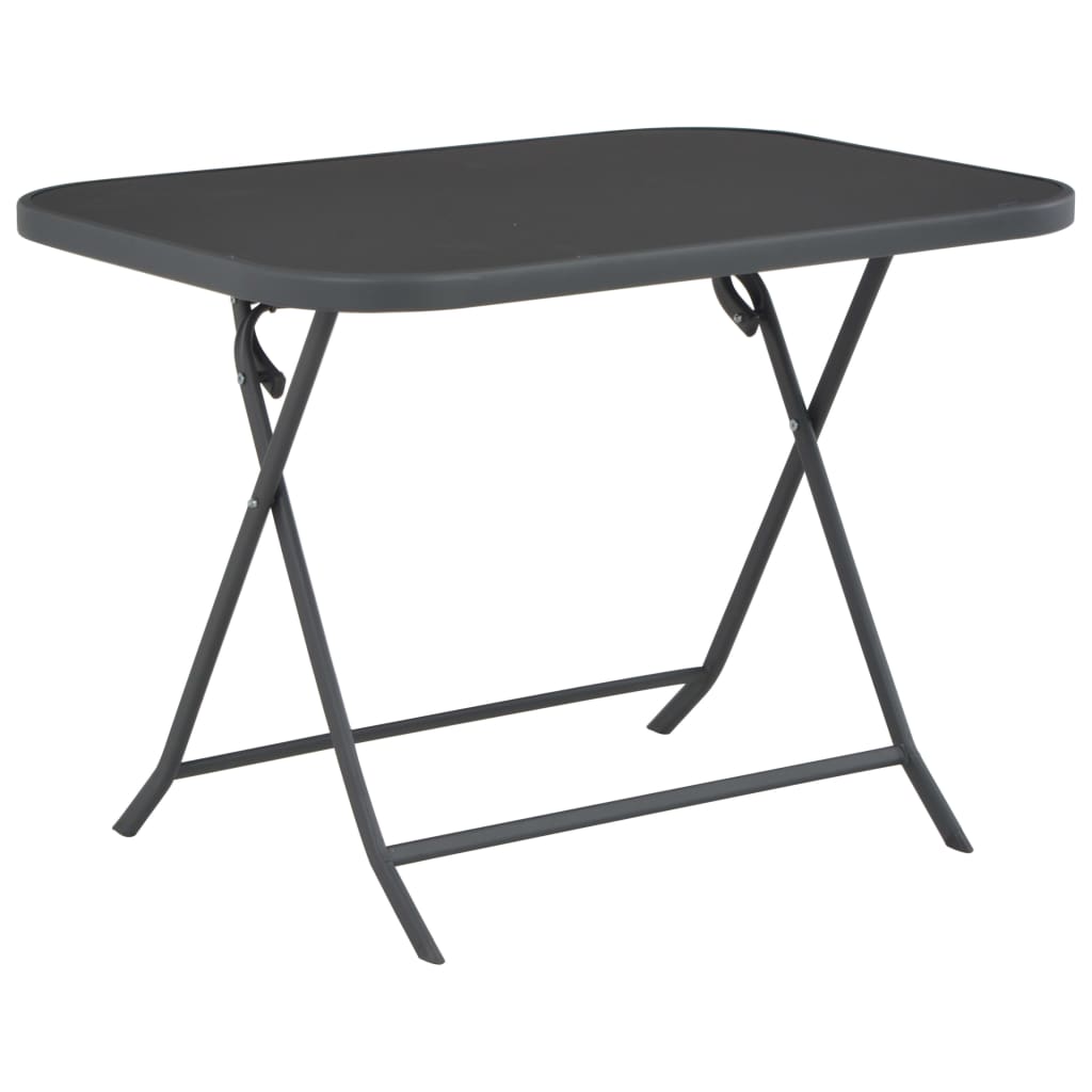 vidaXL Folding Patio Table Gray 39.4" x 29.5" x 28.3" Glass and Steel