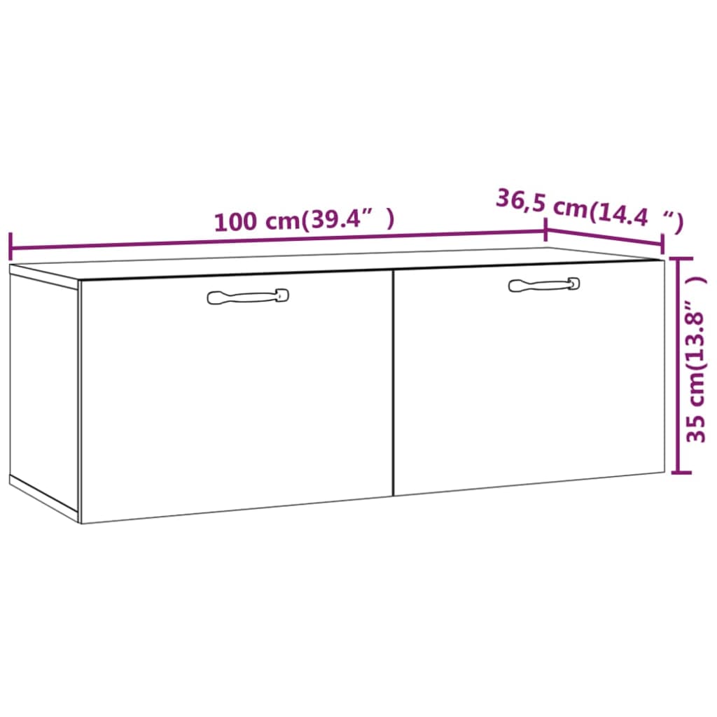 vidaXL Wall Cabinet Black 39.4"x14.4"x13.8" Engineered Wood