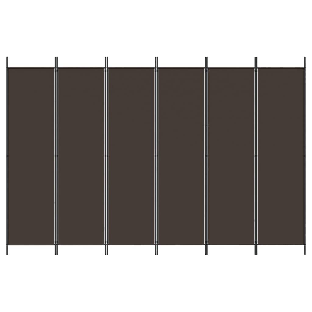 vidaXL 6-Panel Room Divider Brown 118.1"x78.7" Fabric