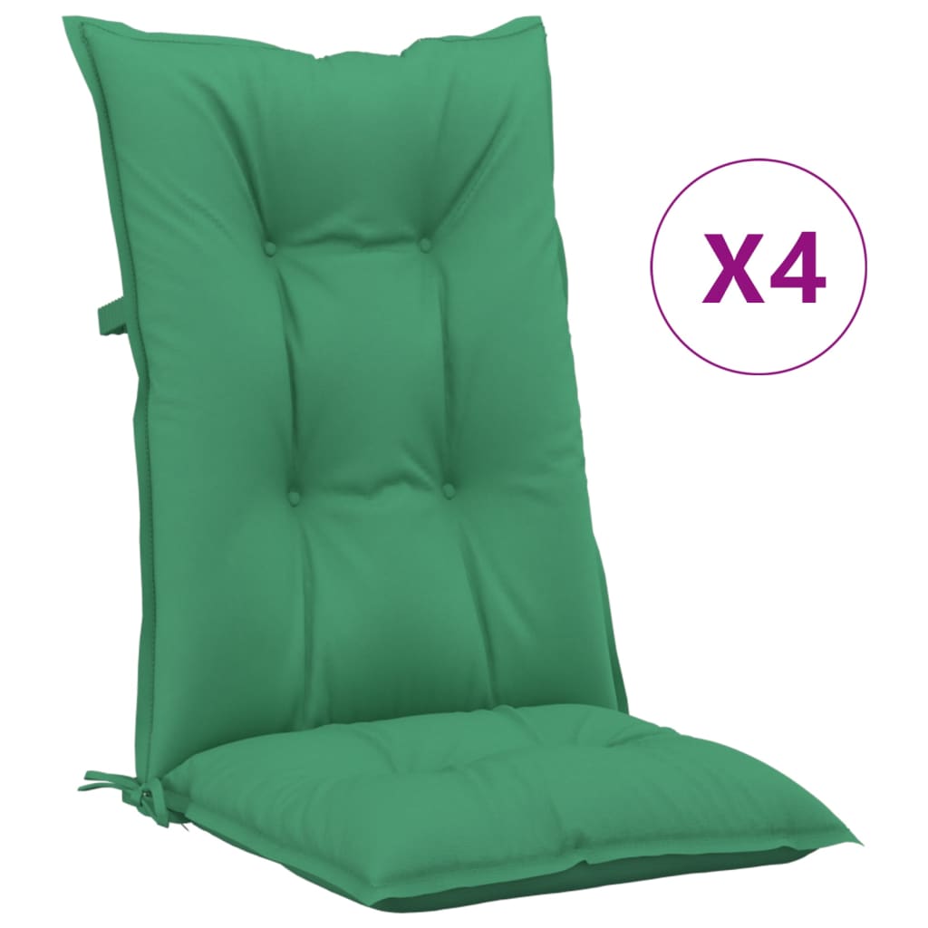 vidaXL Garden Highback Chair Cushions 4 pcs Green 47.2"x19.7"x2.8" Fabric