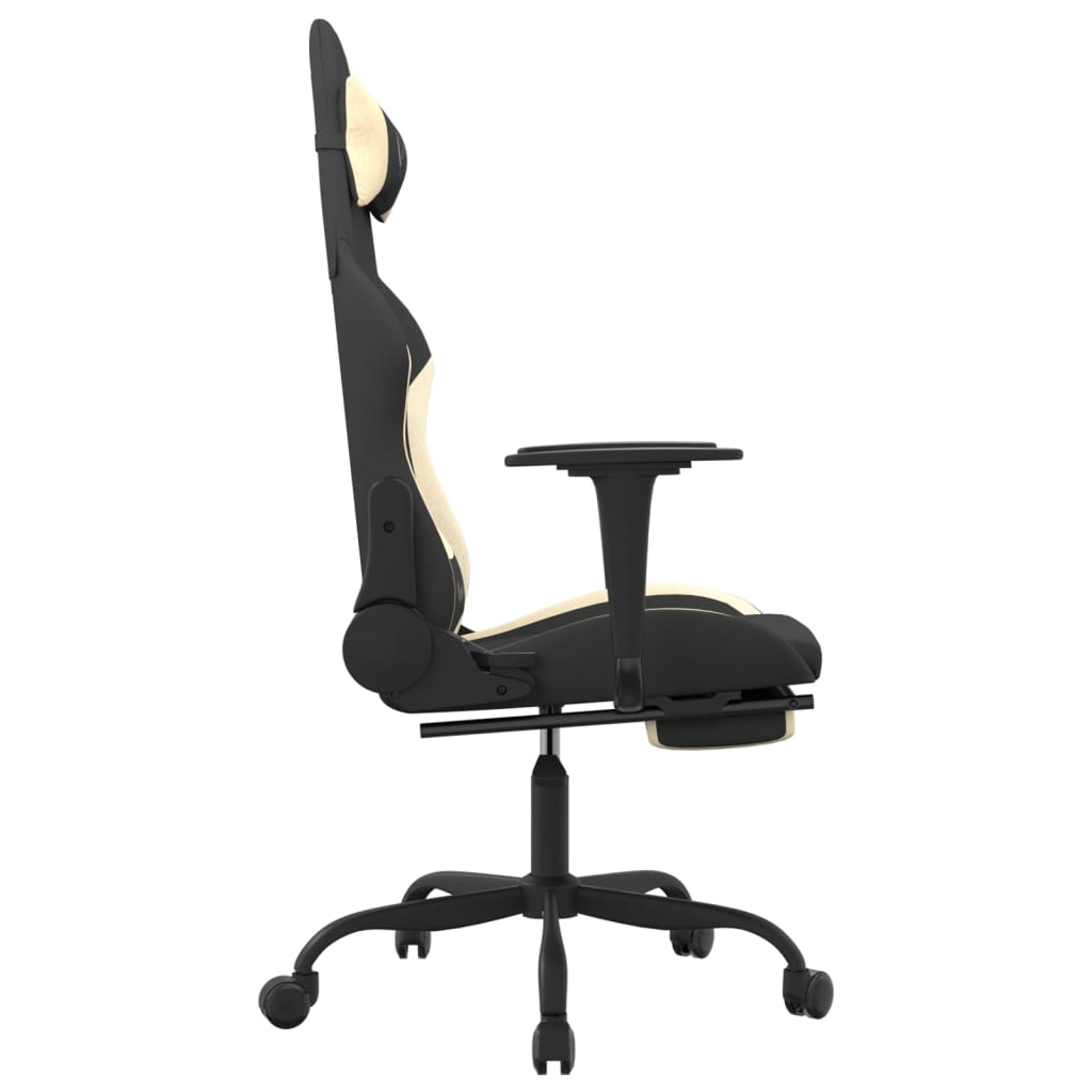 vidaXL Massage Gaming Chair with Footrest Black and Cream Fabric