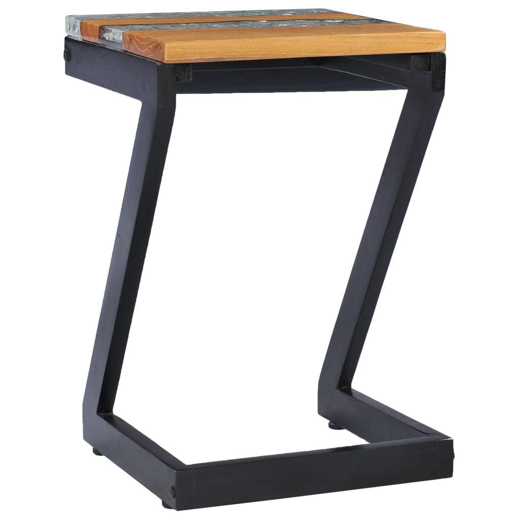 vidaXL Coffee Table 11.8"x11.8"x19.6" Solid Teak Wood and Polyresin