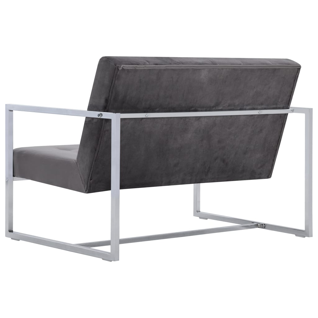 vidaXL 2-Seater Sofa with Armrests Dark Gray Chrome and Velvet