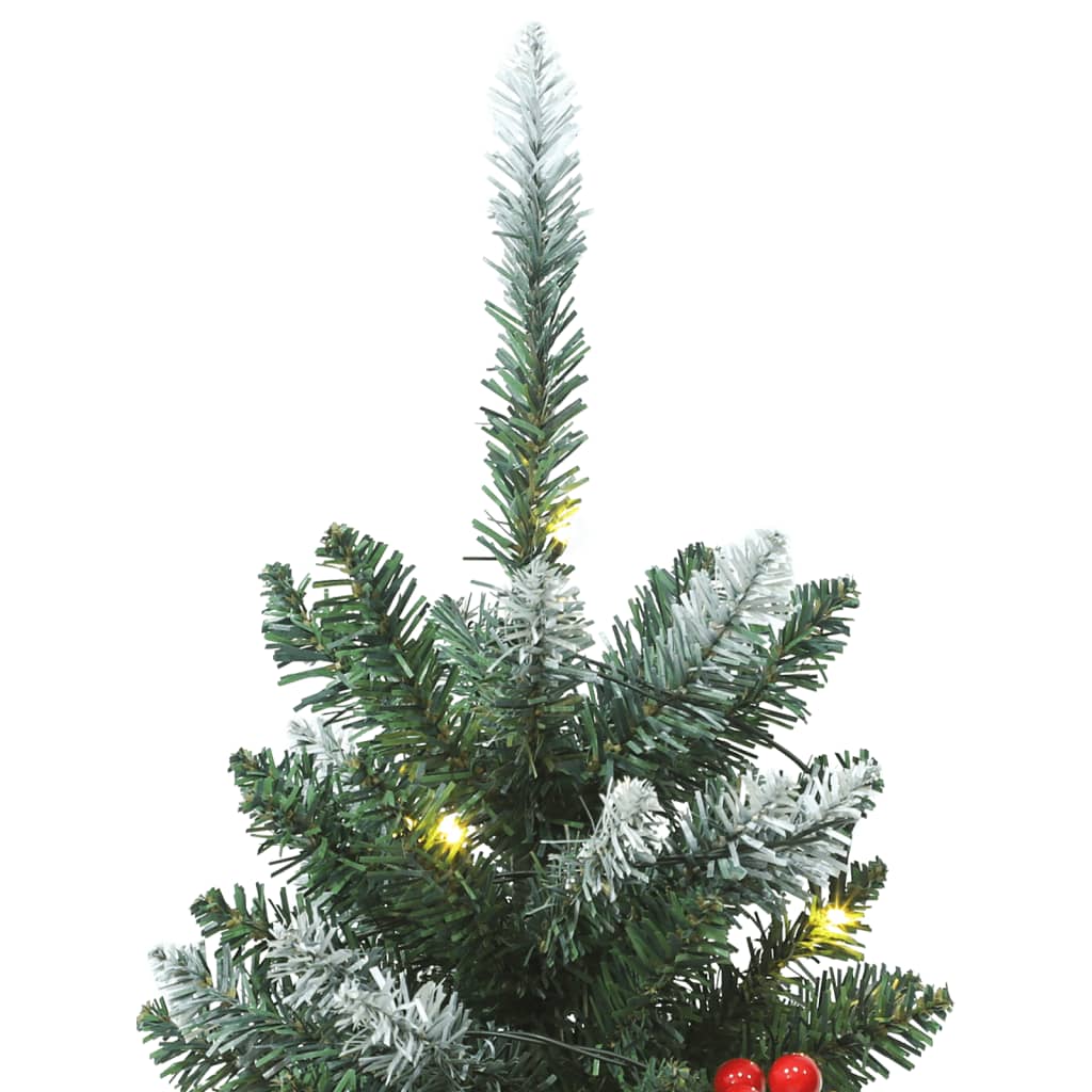 vidaXL Artificial Christmas Trees 2 pcs 100 LEDs Green and White 47.2"