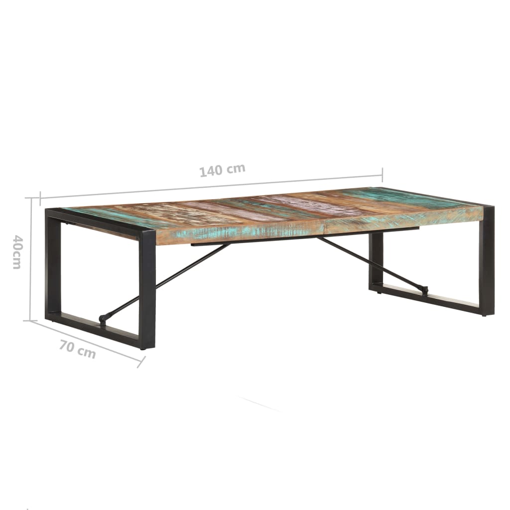 vidaXL Coffee Table 55.1"x27.6"x15.7" Solid Reclaimed Wood